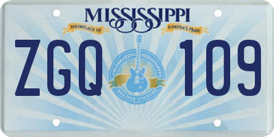 MS license plate ZGQ109