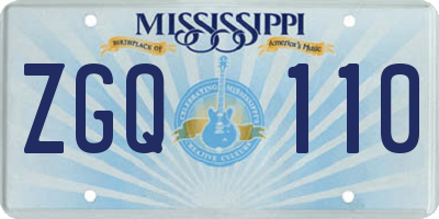 MS license plate ZGQ110