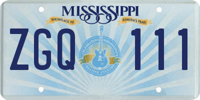 MS license plate ZGQ111
