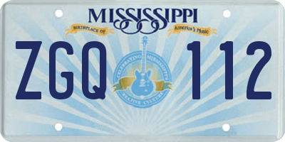 MS license plate ZGQ112