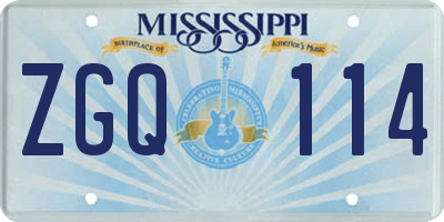 MS license plate ZGQ114