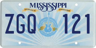 MS license plate ZGQ121