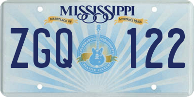 MS license plate ZGQ122