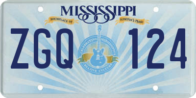 MS license plate ZGQ124