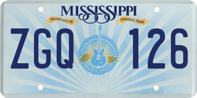MS license plate ZGQ126
