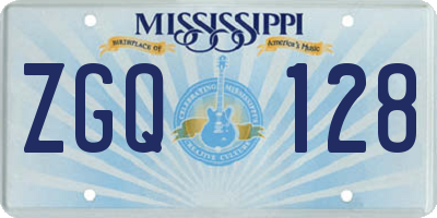 MS license plate ZGQ128