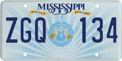 MS license plate ZGQ134