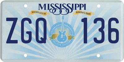 MS license plate ZGQ136