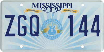 MS license plate ZGQ144