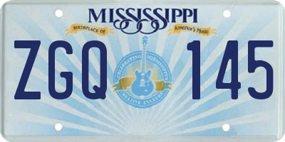 MS license plate ZGQ145