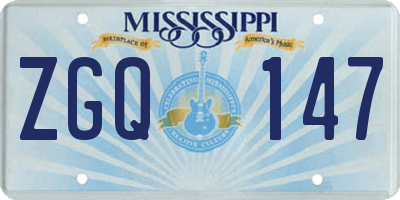 MS license plate ZGQ147