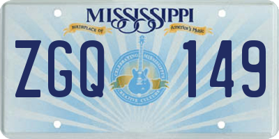 MS license plate ZGQ149