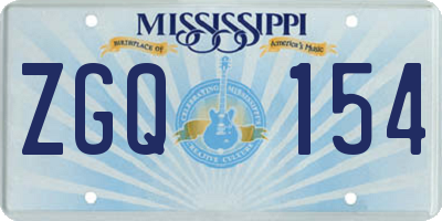 MS license plate ZGQ154