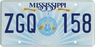 MS license plate ZGQ158