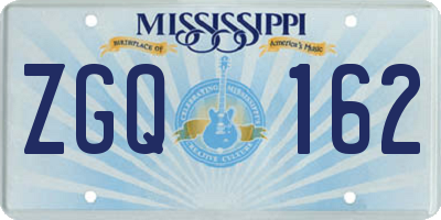 MS license plate ZGQ162