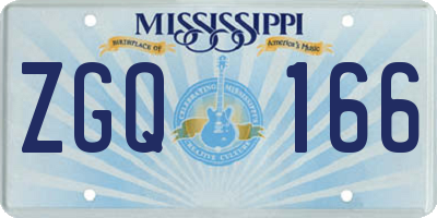 MS license plate ZGQ166
