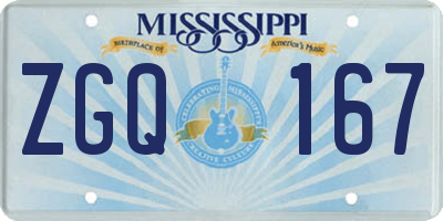MS license plate ZGQ167