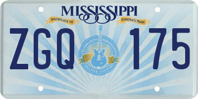 MS license plate ZGQ175