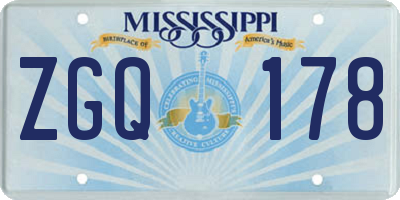 MS license plate ZGQ178