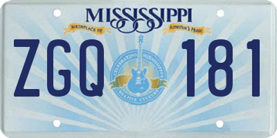 MS license plate ZGQ181