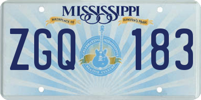 MS license plate ZGQ183