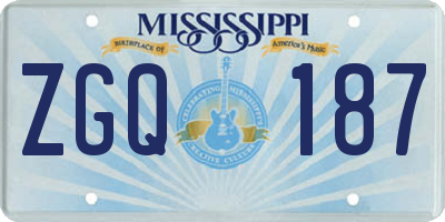 MS license plate ZGQ187