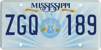 MS license plate ZGQ189