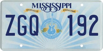 MS license plate ZGQ192