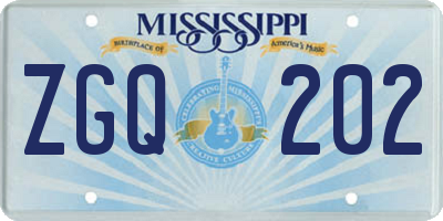 MS license plate ZGQ202