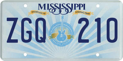 MS license plate ZGQ210