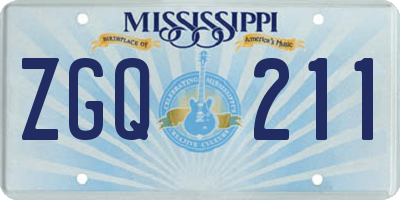 MS license plate ZGQ211