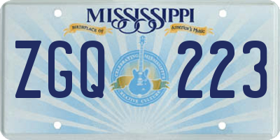 MS license plate ZGQ223