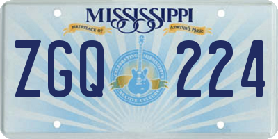 MS license plate ZGQ224