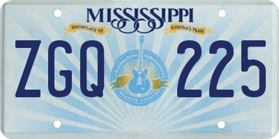 MS license plate ZGQ225