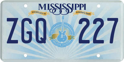 MS license plate ZGQ227