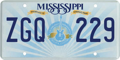 MS license plate ZGQ229