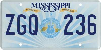 MS license plate ZGQ236