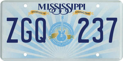 MS license plate ZGQ237