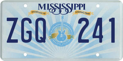 MS license plate ZGQ241