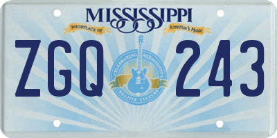 MS license plate ZGQ243