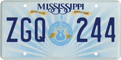 MS license plate ZGQ244