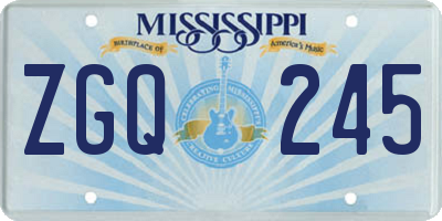 MS license plate ZGQ245