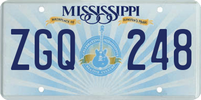 MS license plate ZGQ248