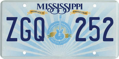 MS license plate ZGQ252