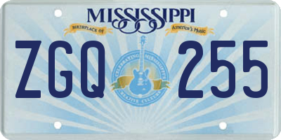 MS license plate ZGQ255