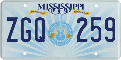 MS license plate ZGQ259