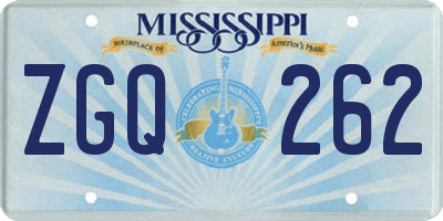 MS license plate ZGQ262