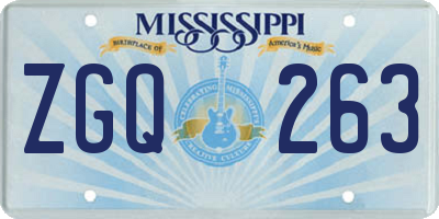 MS license plate ZGQ263