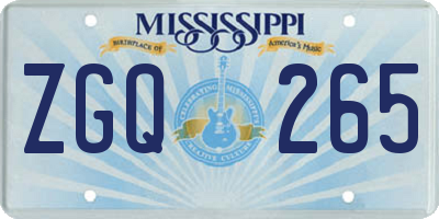 MS license plate ZGQ265