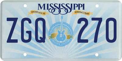 MS license plate ZGQ270